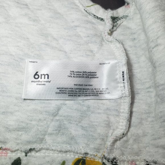 Floral Vest With Hood Quilted Design Button Up Carters Size 6 Month Size - Picture 6 of 6